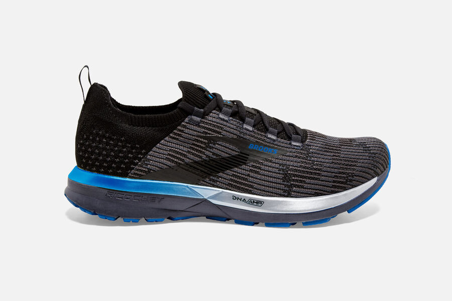 Brooks Ricochet 2 Mens Australia - Road Running Shoes - Black/Grey/Blue (053-IYEDJ)